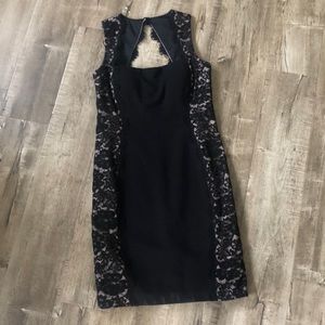 NWT Aidan Mattox black LBD lace detailed cocktail dress 10